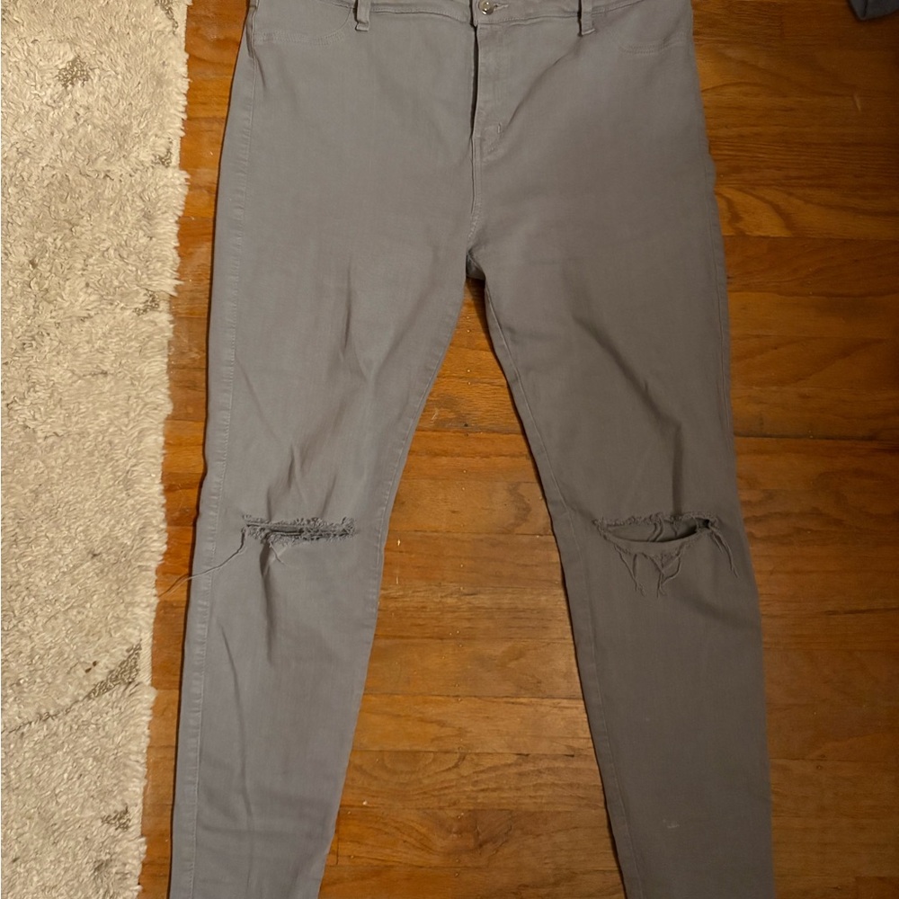 Fashion Nova Women  Gray Distressed Skinny Jeans Size 15